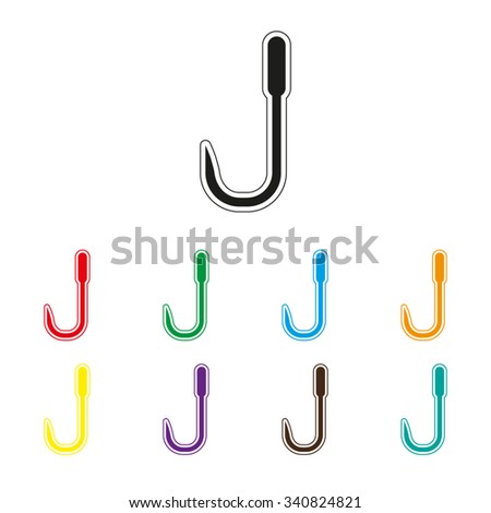 Barbed fish hook - color vector icon