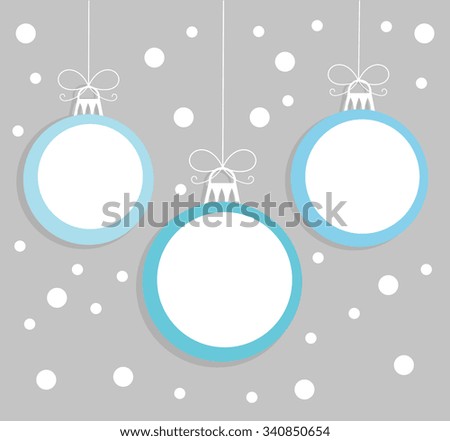 Blue Christmas baubles tags background. Vector illustration