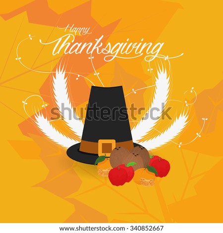 Colored background with leaves and text for thanksgiving day