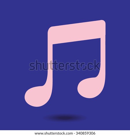 Music note icon. Musical symbol. Flat design style.