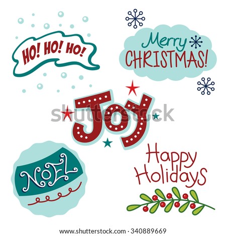 Christmas and winter holiday greetings, fun text, words