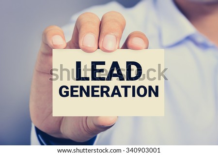 LEAD GENERATION, massage on the card shown by a man, vintage tone