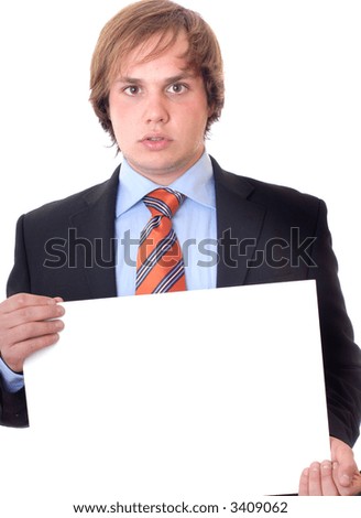 man with board isolated on white background