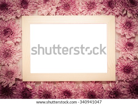 Colorful photo frame with flowers soft background in the vintage style.(for writing text messages)