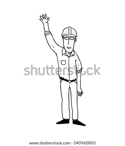 cartoon construction worker isolated on white background