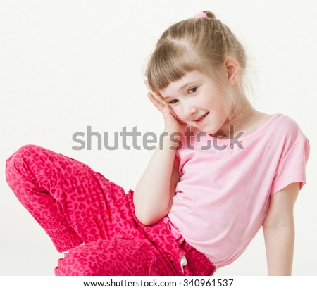 Pretty little girl was the loser, white background