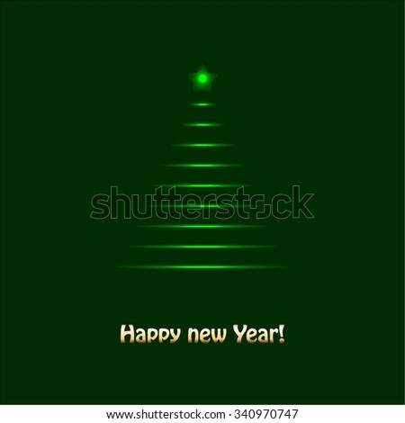 Vector illustration of Christmas tree on a green background.