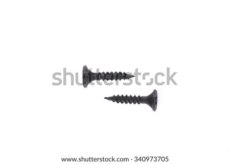 Screws located on a white background.