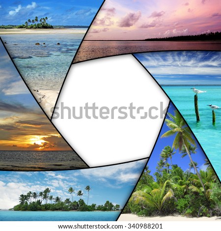 photo collage of tropical seas with blank space