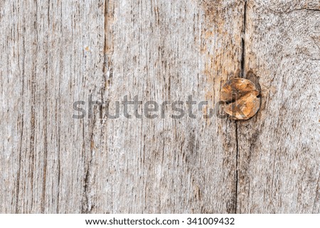 Nail old in wood surface background