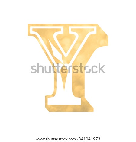 golden letter y isolated white background