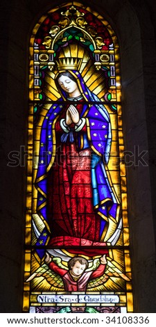 Barcelona -hl. Mary mother of God from church Sagrad cor de Jesus Guadalupe Royalty-Free Stock Photo #34108336