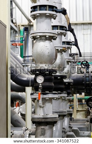 Big valve and pipes used in factory