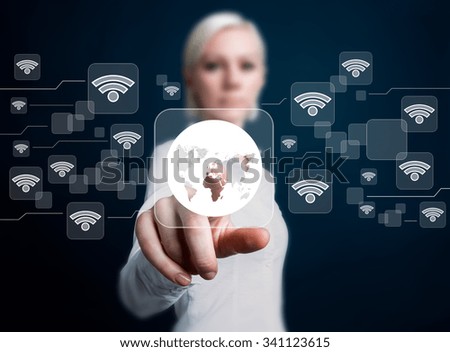 Social network Wifi business web button map icon