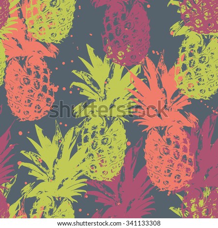 Seamless pattern with pineapple