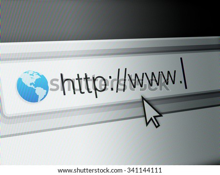 Closeup of browser bar with curser and http typed in Royalty-Free Stock Photo #341144111