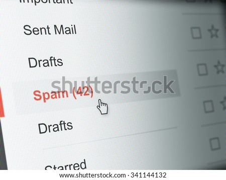 Computer Monitor screen, concept of spam email Royalty-Free Stock Photo #341144132
