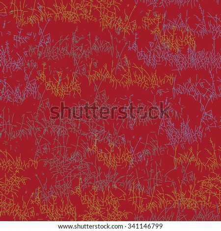 Seamless vector pattern with grass or herb on a purple background