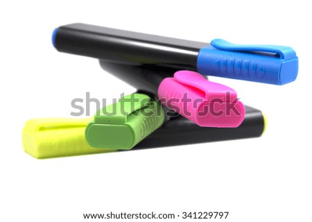 Highlighters on white background
