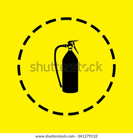 A Yellow Icon Isolated on a Grey Background - Fire Extinguisher