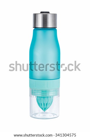 Detox Water Bottle. Blue Drink. Lovely colorful. Healthy lifestyle, raw eating, organic drinks, diet, natural detox concept. Trendy drink ware Royalty-Free Stock Photo #341304575