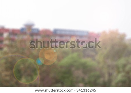 Lens flare forest area building