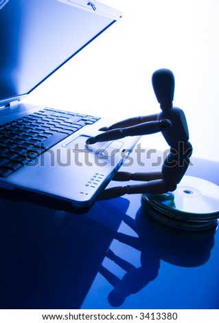 Laptop with figure
