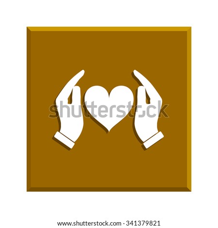 icon - hands holding heart. Flat design style