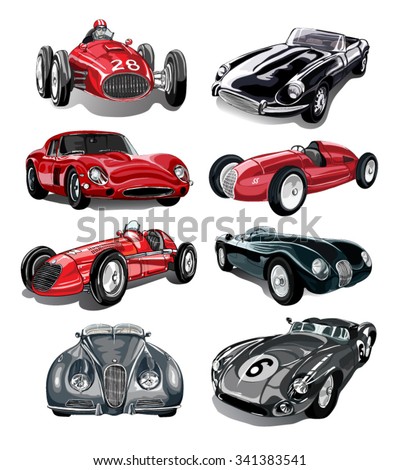 Classic cars vector set.