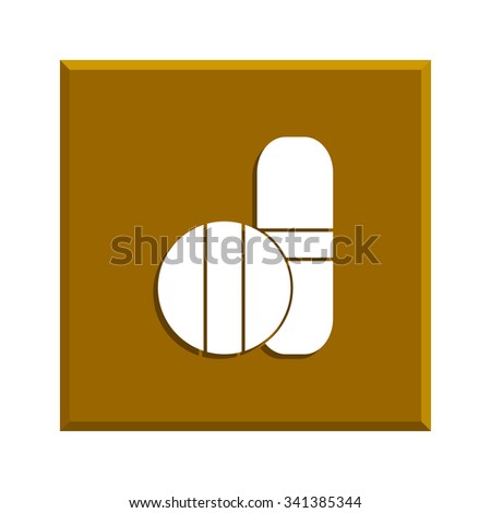 Medical pill sign icon. Flat design style 