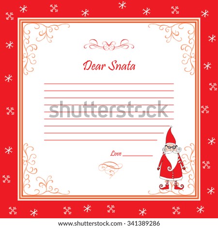 Dear Santa - template for letter