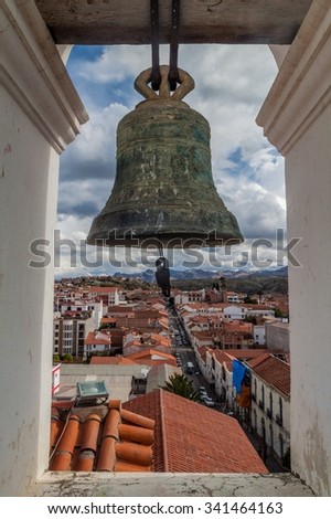 Bell of Templo Nuestra Senora de la Merced church in Sucre, capital of Bolivia.