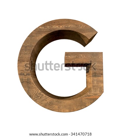 Realistic Wooden letter G isolated on white background