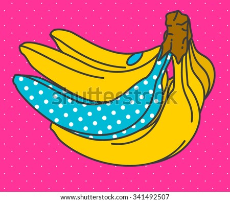 Pop art banana. Vector illustration