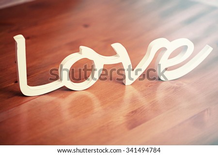 wooden word love for decoration