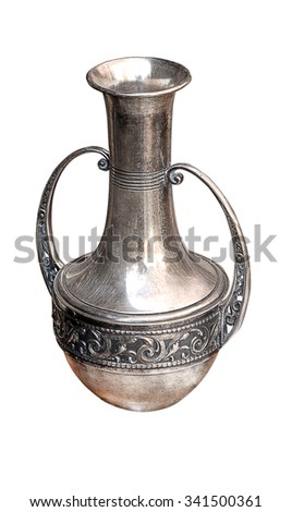 vase silver retro isolated on white background