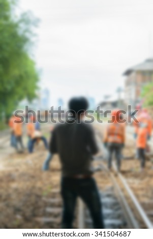 Blurred of photographer train shooting. Many people in Thailand popular travel by train because it is cheaper.