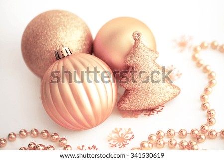 Christmas balls and toys on a white background