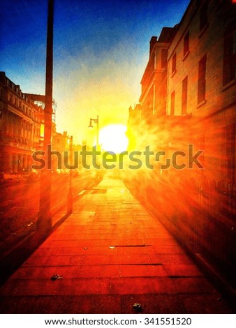 Morning sunlight on the street