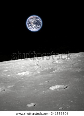 Earth and moon -  Elements of this image furnished by NASA Royalty-Free Stock Photo #341553506