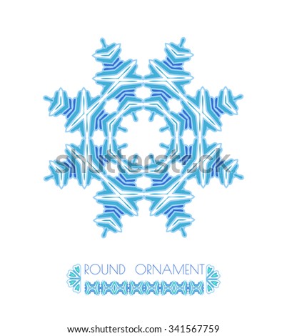 Abstract winter background. Hand drawn illustration. Colorful  snowflake isolated on white background