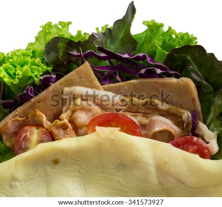 salad crape with ham bacon and vegetable 