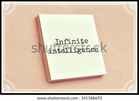 Text infinite intelligence on the short note texture background
