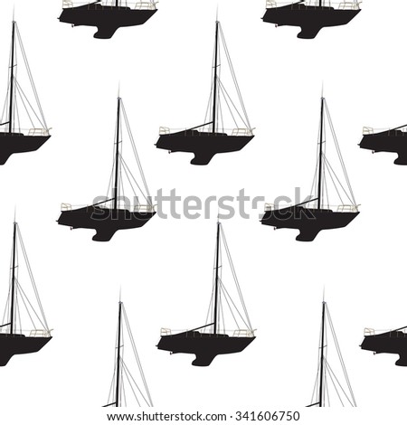 Water Boat, Sailboat Seamless Pattern Background. Illustration. 