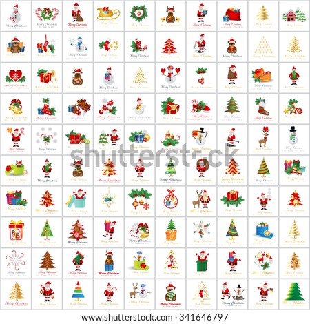Christmas Icons And Elements Set - Vector Illustration, Graphic Design. Collection Of Colorful Icons. For Web, Websites, Print, Presentation Templates, Mobile Applications And Promotional Materials