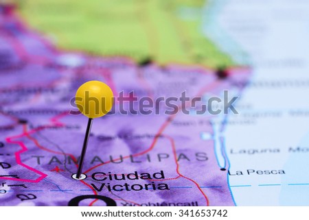 Ciudad Victoria pinned on a map of Mexico
