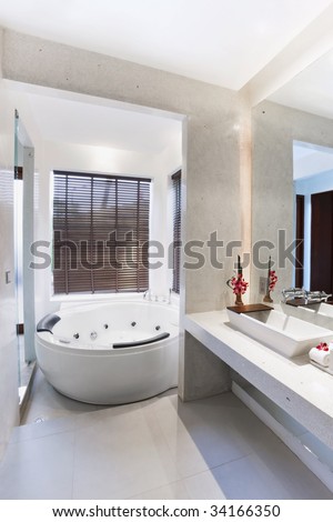 large jacuzzi in bathroom