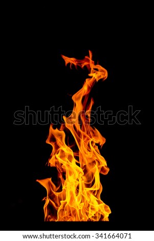yellow Fire flame isolated on background
