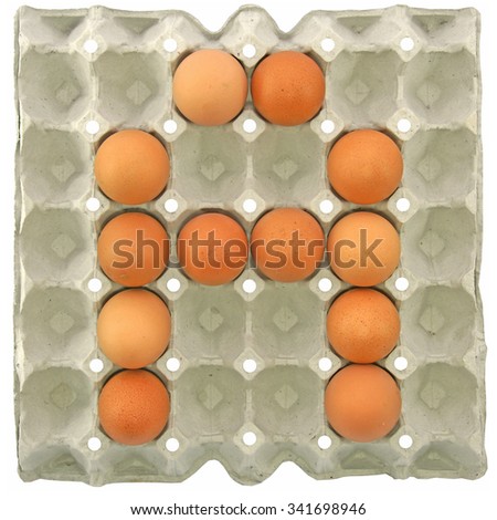 A letter A from the eggs in paper tray for food or nutrition concept