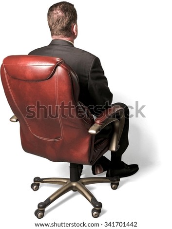 Serious Caucasian elderly man with short medium brown hair in business formal outfit - Isolated